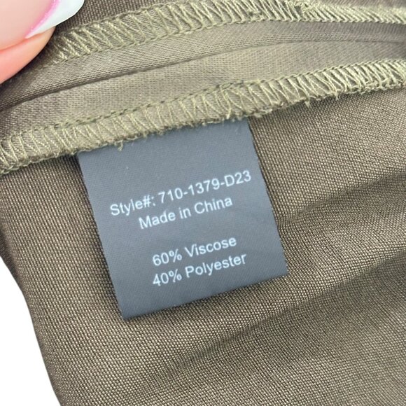 Jenni Kayne Dark Olive Silky Wide-Leg Elastic Waist Pants Women SZ Small Pull on - Picture 3 of 12